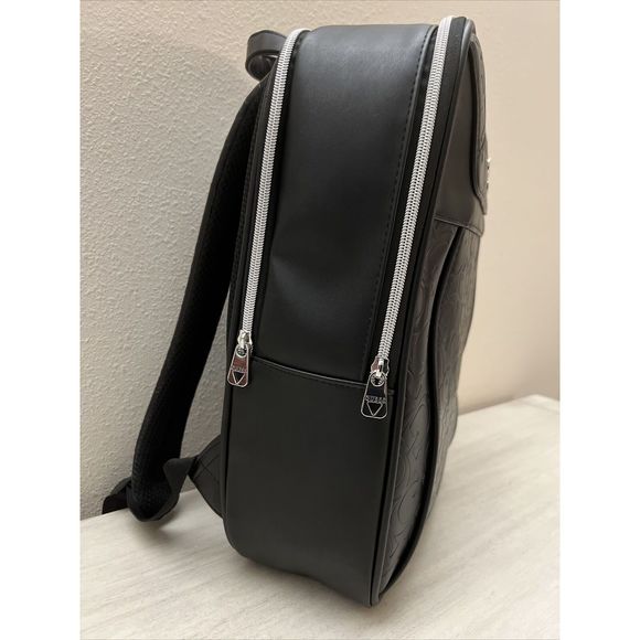 Guess Los Angeles KAMRI Travel Laptop Backpack Black Signature Embossed NWT - Picture 3 of 15